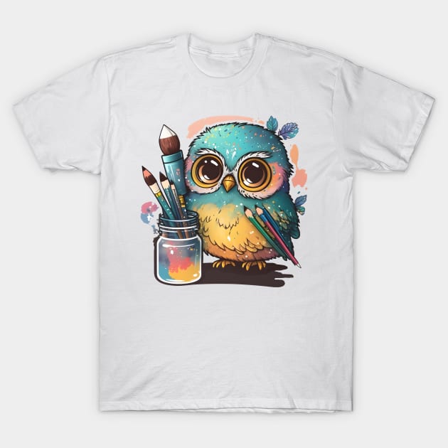 Super Cute Artist Owl T-Shirt by StoneCreation